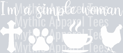 Im a simple woman coffee paw print cross and heart DTF Coffee Transfers