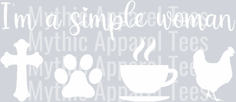 Im a simple woman coffee paw print cross and heart DTF Coffee Transfers