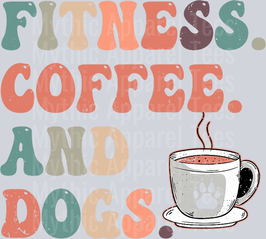 Fitness coffee and dogs cup with paw print dog DTF Coffee Transfers