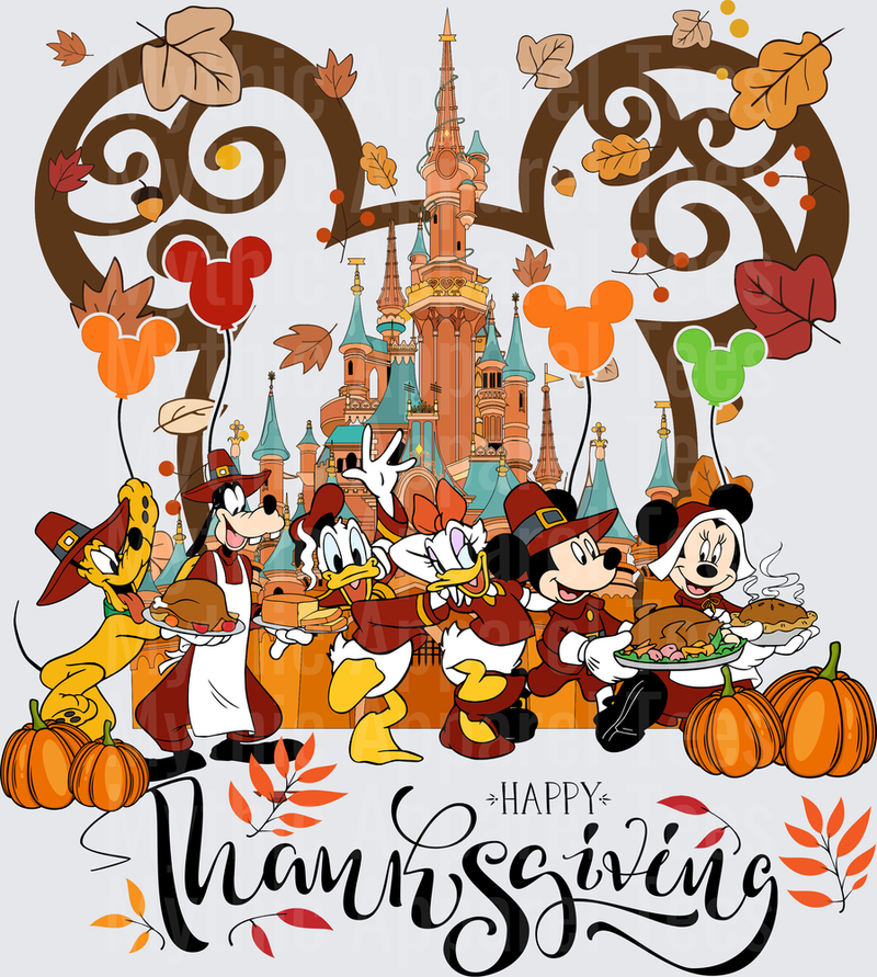 Disney Fall and Thanksgiving Mickey and Friends Pilgrim Feast Castle Happy Thanksgiving