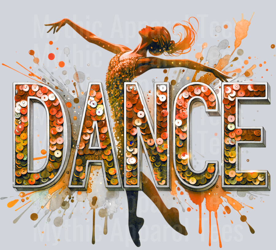 008 Dance Female Dancer Orange DTF Dance Female Transfers