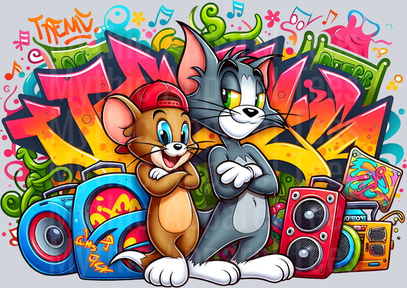 Tom and Jerry Graffiti DTF Pop Culture Transfers