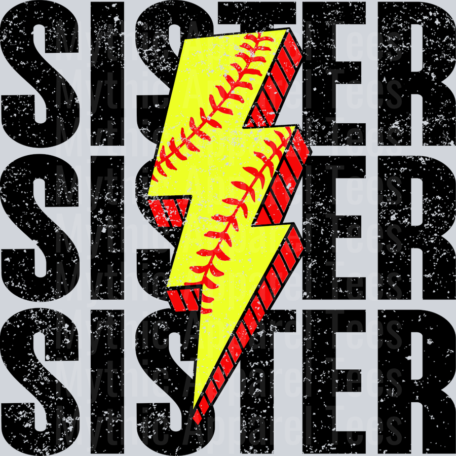 Softball Sister Stacked School Spirit & Sports