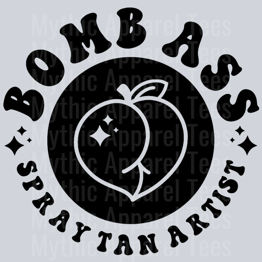 Bomb Ass Spray Tan Artist Pocket Design Wavy Retro Funny Designs