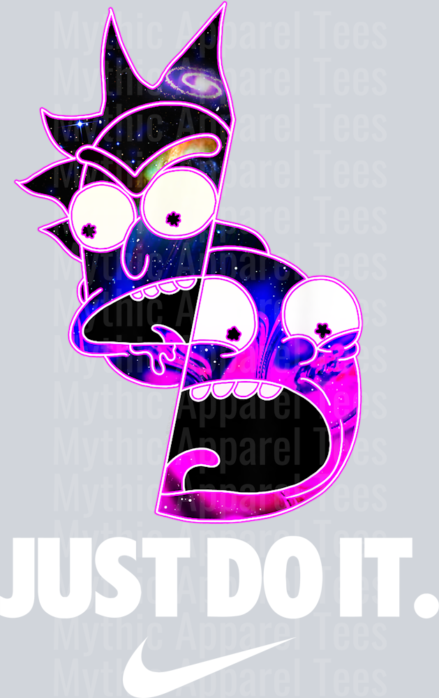 RICK AND MORTY Split Dimension JUST DO IT DTF Nike Transfers