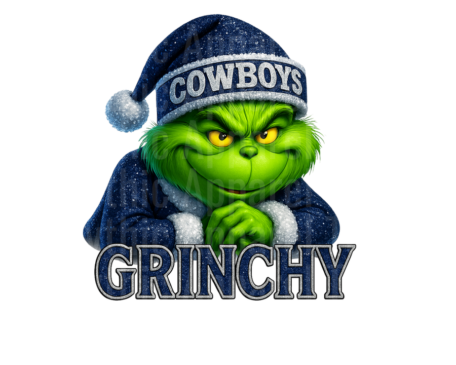NFL Football Dallas Cowboys Grinchy Christmas Grinch Santa Hat Navy Blue Holiday Design
