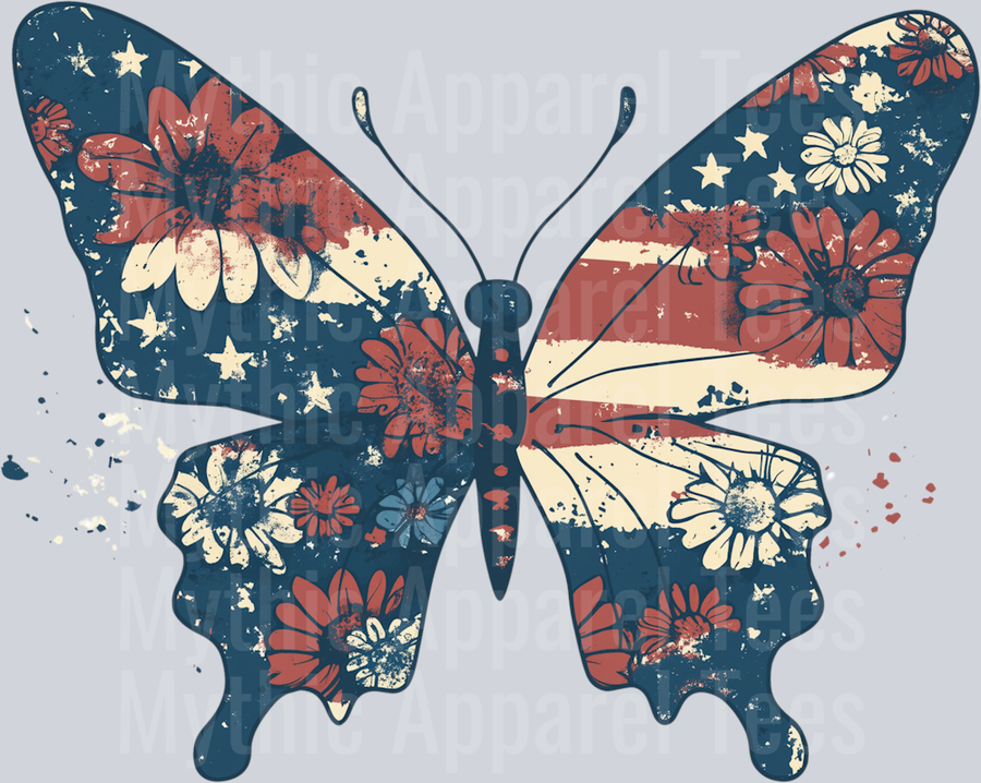 American sunflowers butterflies 13 DTF Patriotic Transfers