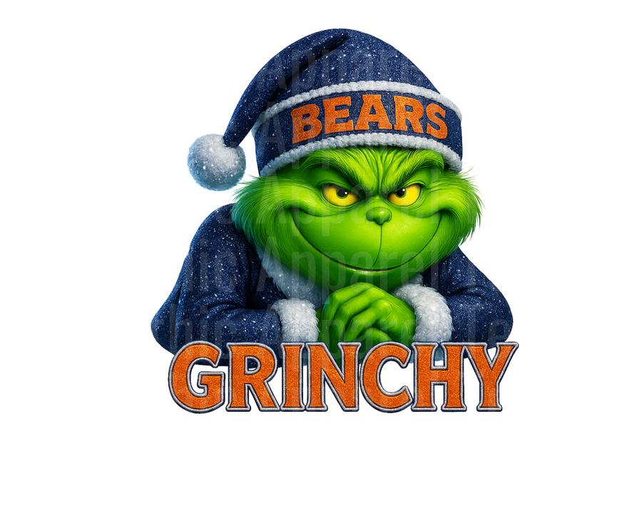 NFL Football Chicago Bears Grinchy Grinch Santa Hat Christmas Holiday Design