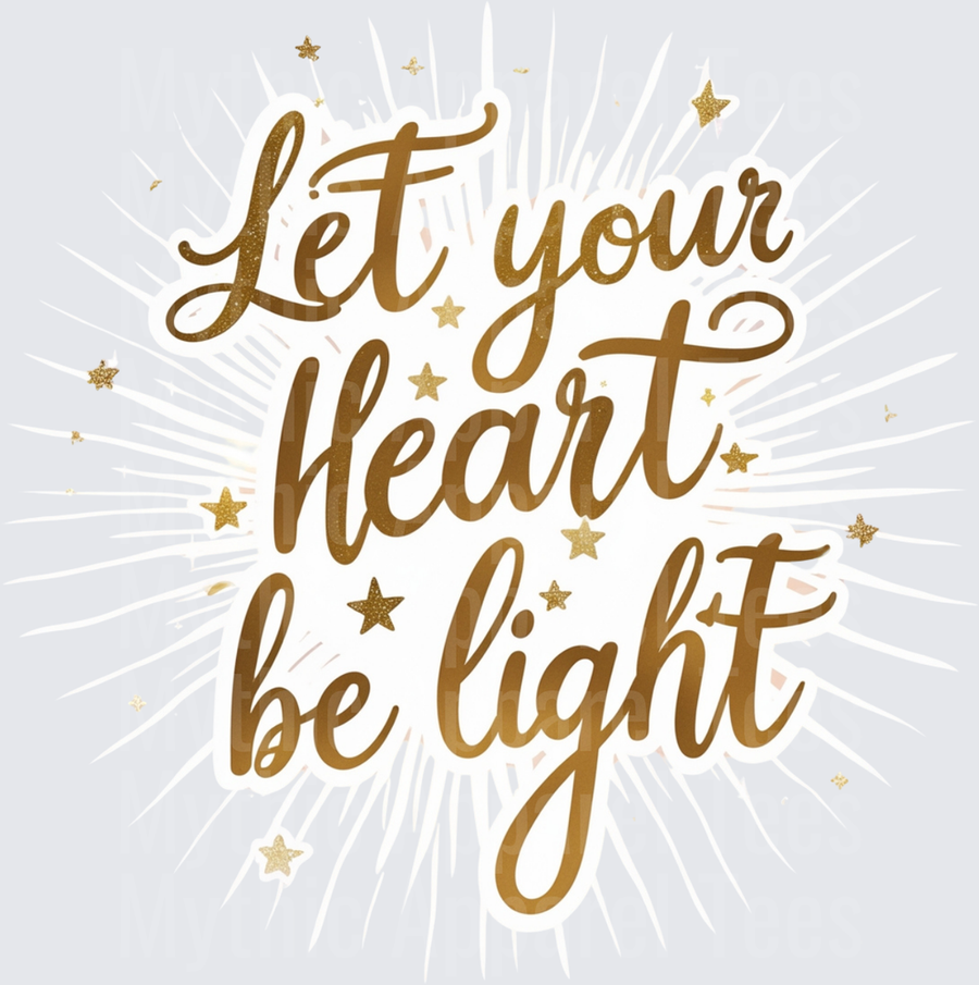 Christmas Let Your Heart Be Light Gold Script Stars