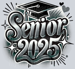 Airbrushed Gray Senior 2025 Transfers, Graduation Transfers, Class of 2025, Student Designs, Caps and Gowns, Modern Style, Inspirational, Graduation Celebration