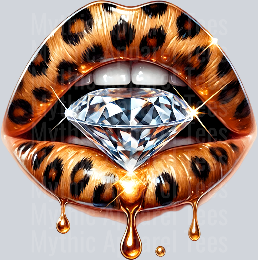 Gold Leopard Diamond Lips (17) DTF Glam Transfers