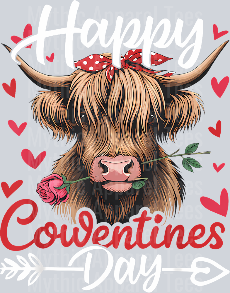 230 Happy Cowntines Day Highland Cow Valentines Day Cow Lovers T-Shirt