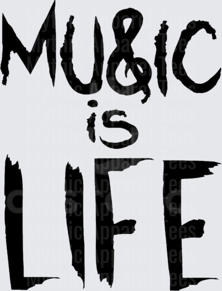 Music Is Life Bold Distressed Treble Clef Typography Graphic
