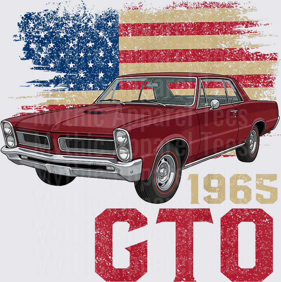 American Flag 65 1965 GTO Silhouette Muscle Car T-Shirt