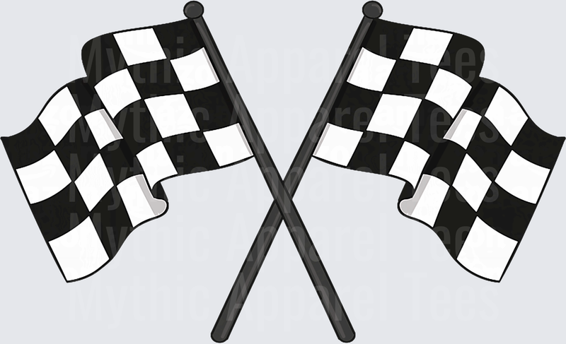 Crossed Black and White Checkered Racing Finish Line Flags