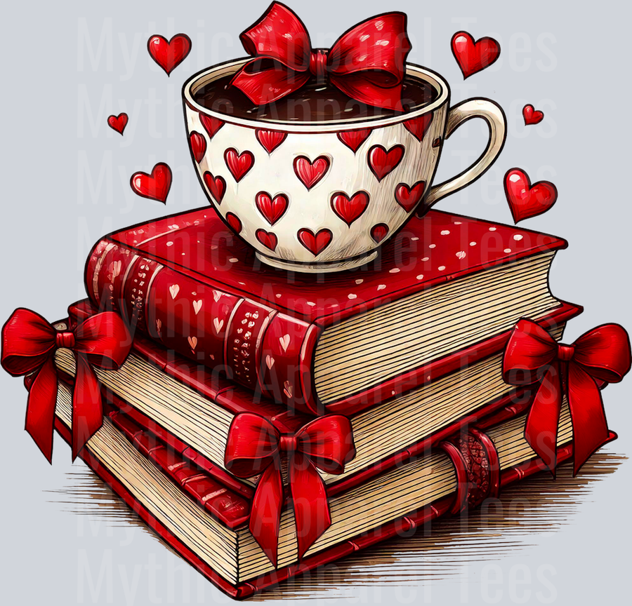 All Booked for Valentines Day Coffee Cup with Bow Style Combo Valentines Day Design