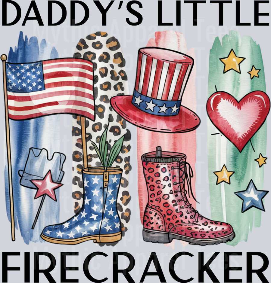 Daddy’s little firecracker brushstroke DTF Patriotic Transfers
