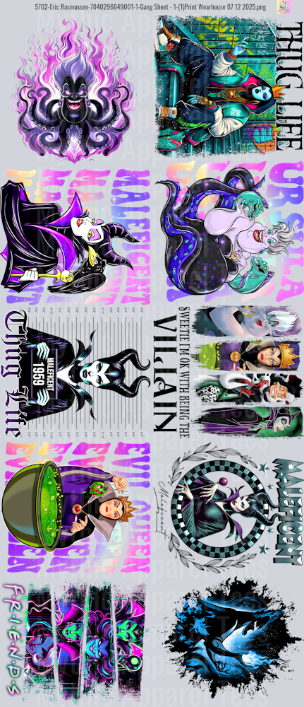 Disney Villains GANG SHEET 10 FULL SIZE IMAGES