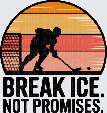 Ice Hockey Player Silhouette Retro Sunset Break Ice Not Promises
