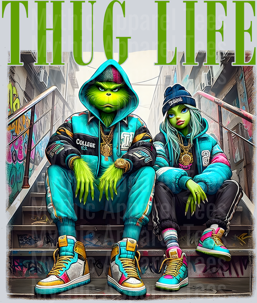 The grinch and grinch girl Halloween DTF Thug Life Transfers