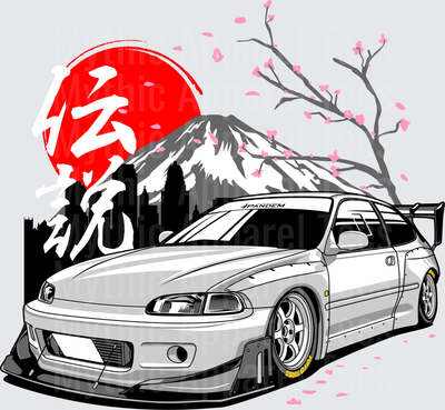 Drifting and Muscle Cars Honda Civic EG Pandem Widebody JDM Rising Sun Mount Fuji Cherry Blossom