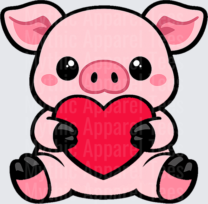 Peppa Pig Cute Baby Pig Holding Red Heart Kawaii Style