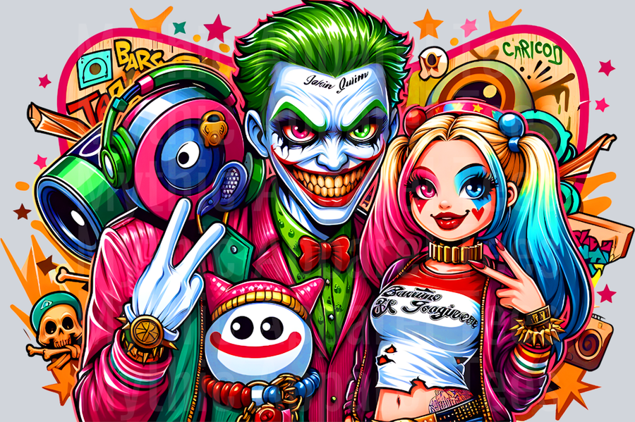 Harley Quinn Joker 2 Graffiti DTF Pop Culture Transfers