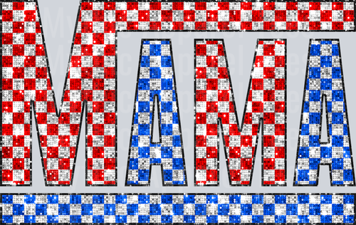 Sequin Red White And Blue Checkered Mama