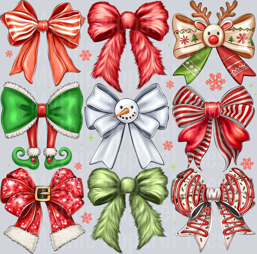 Christmas Coquette Green Red White Christmas Bows