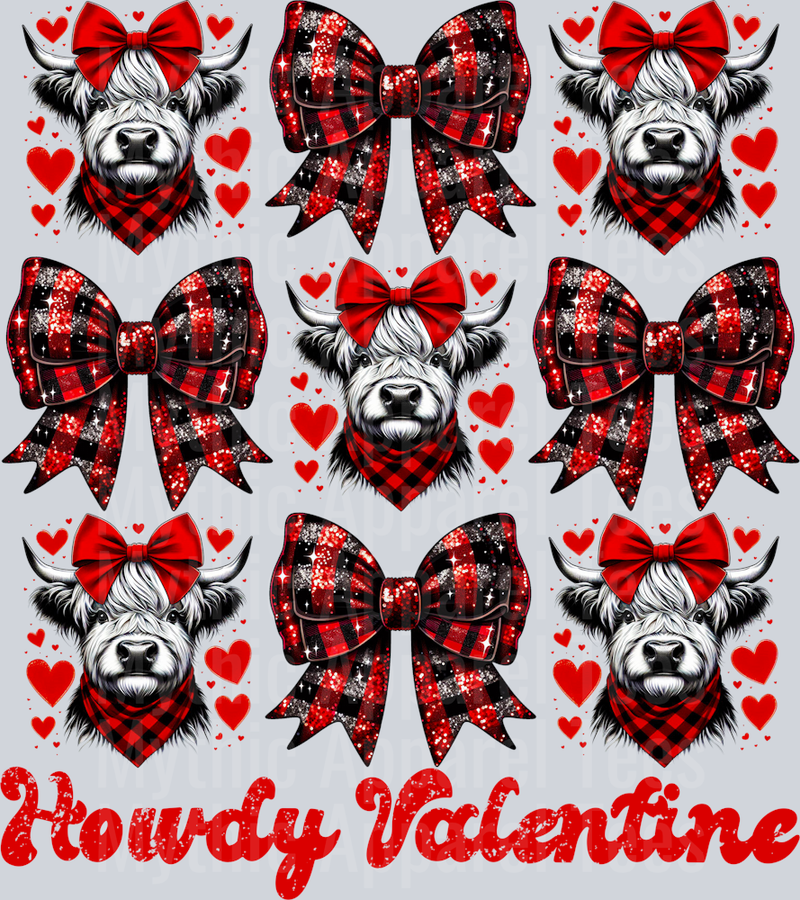 Howdy Valentine Highland Cow Coquette Style Combo Valentines Day Design