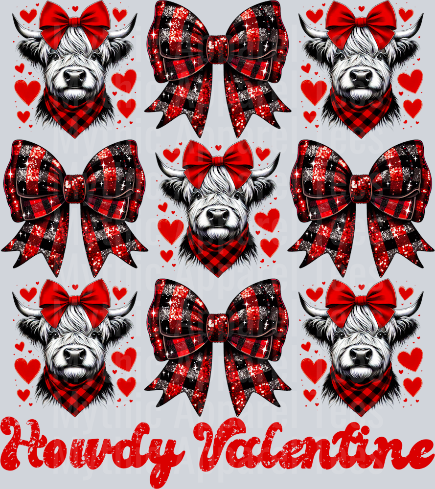Howdy Valentine Highland Cow Coquette Style Combo Valentines Day Design