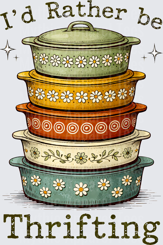 I'd Rather Be Thrifting Vintage Casserole Dishes Stack