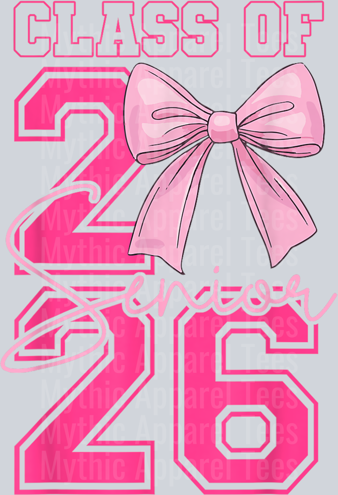 Senior 2026 Class of 2026 Coquette Pink Bow Graduation 2026 T-Shirt (4)