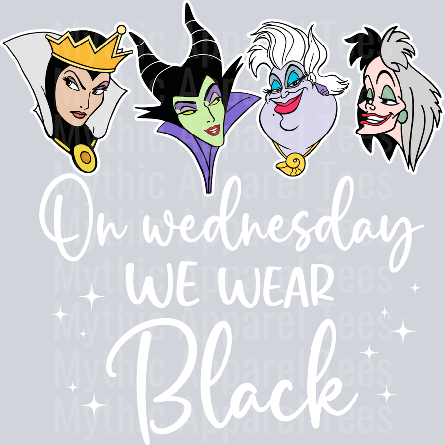 On Wednesdays We wear black DTF Disney Villains Transfers