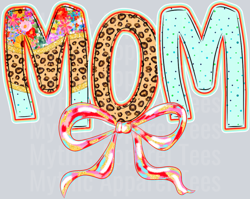 Mom Cheetah and Aqua DTF Mom Transfers