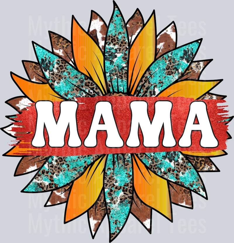 Yellow and blue mama flower DTF MOM Transfers