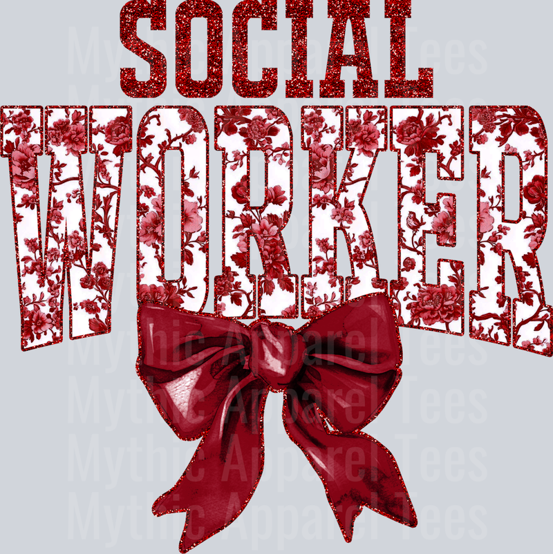 Maroon Toile Social Worker