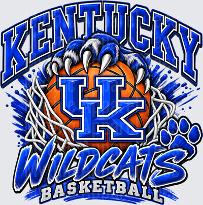 UK Basketball Kentucky Wildcats Wildcat Claws Gripping Basketball with Net and UK Logo
