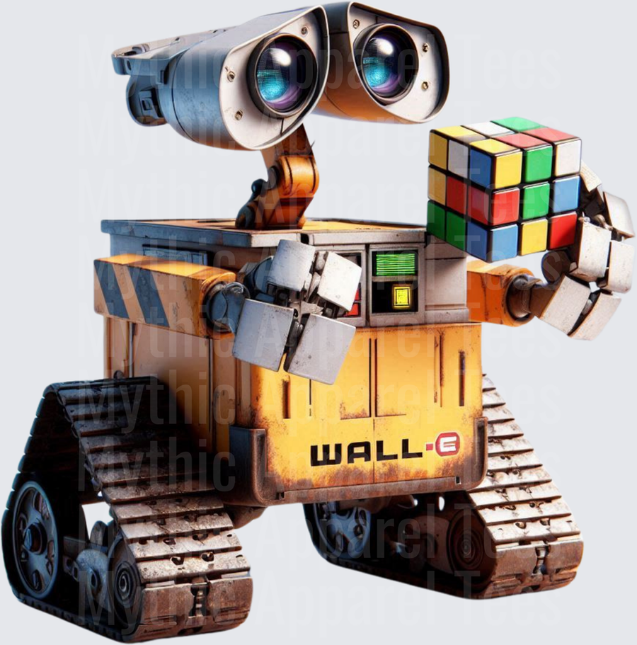 WALL-E Robot Holding Colorful Rubik's Cube Puzzle