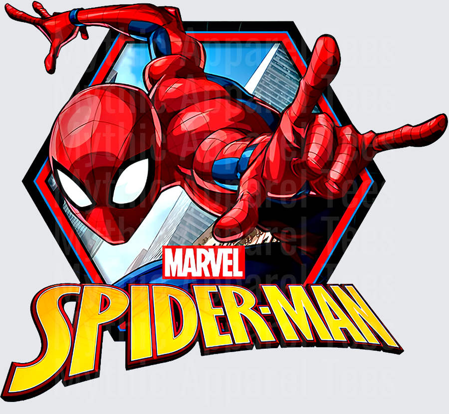 Marvel Super Heroes Spider-Man Swinging City Hexagon Badge