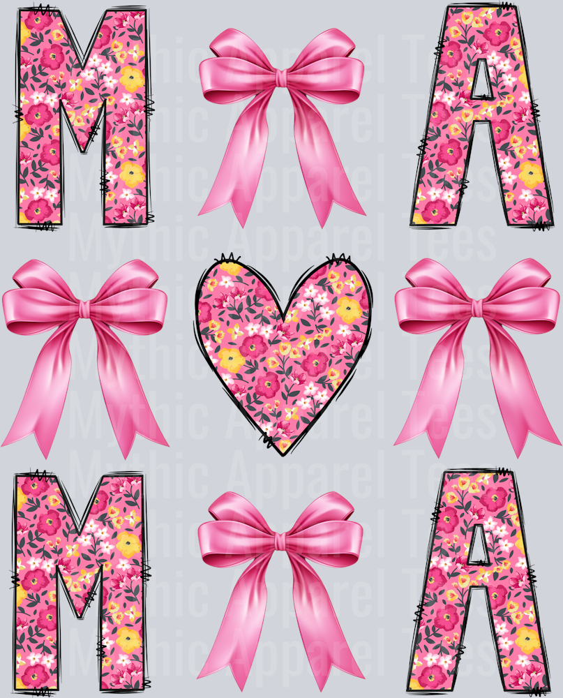 mama 46 Pink bows DTF MOM Transfers