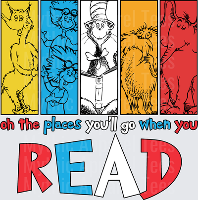 DR Seuss Characters Oh The Places You'll Go When You Read