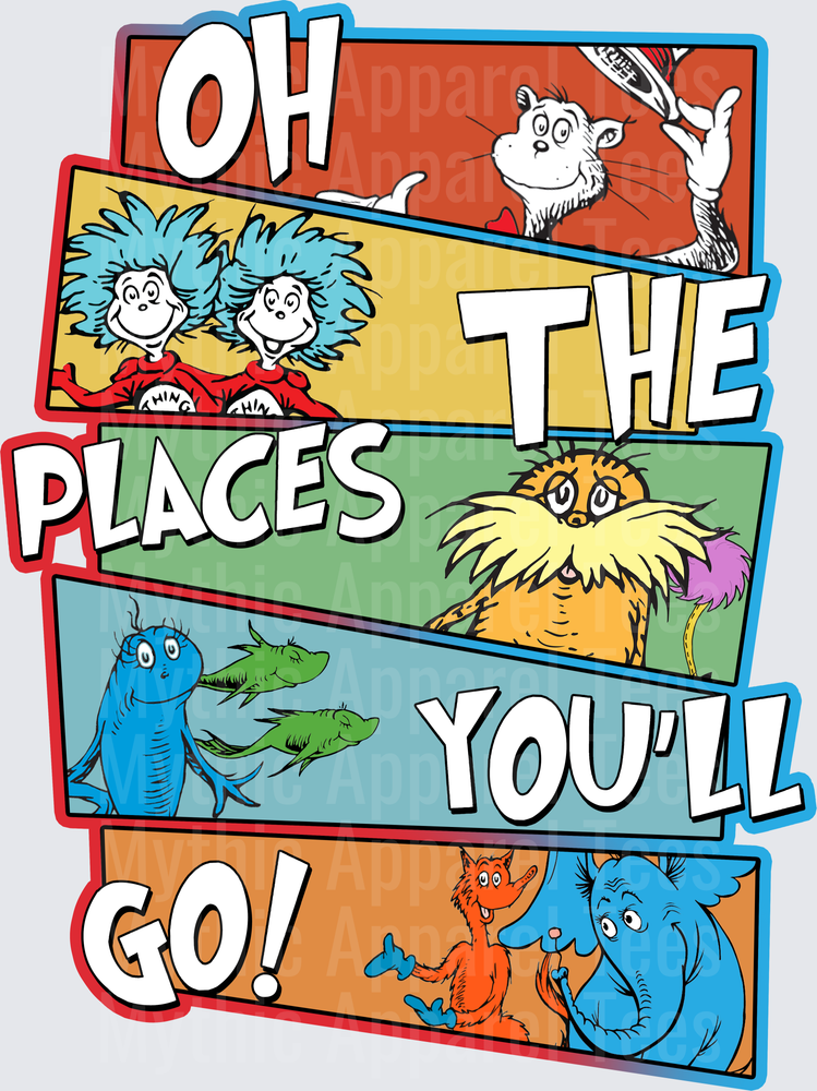 DR Seuss Oh The Places You'll Go Characters Collage