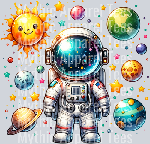 Astronaught and planets stars