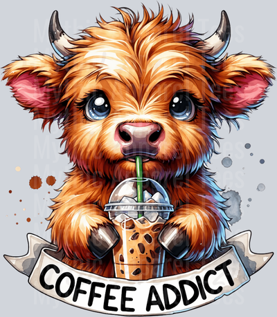 DTF Coffee Highland Cow Transfers