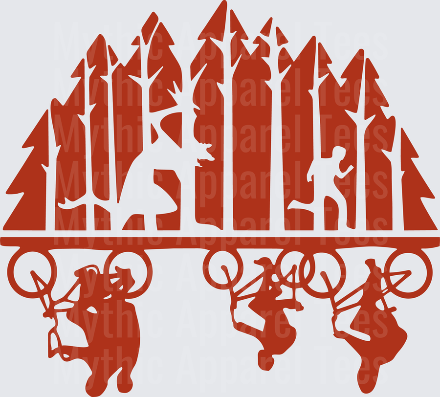 Stranger Things Forest Scene Split Monogram with Deer Antlers