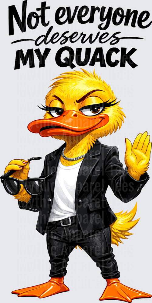 Funny Sarcastic Duck Not Everyone Deserves My Quack Attitude Duck in Black Blazer Holding Sunglasses