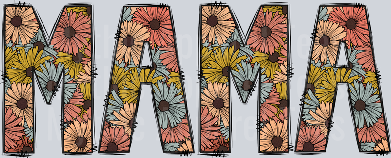 Mama bold letters with retro floral pattern DTF MOM Transfers