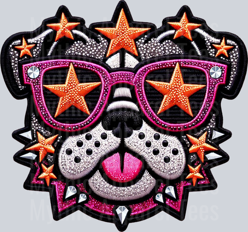 Bulldog Faux Patch Dog Print