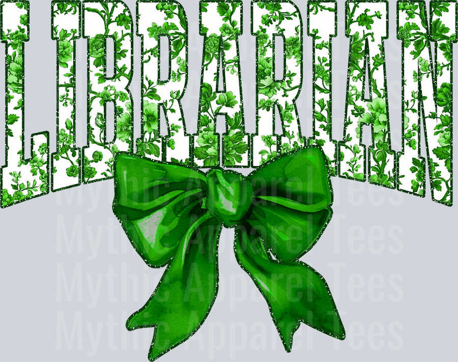 Green Librarian College Font Floral Teacher Design